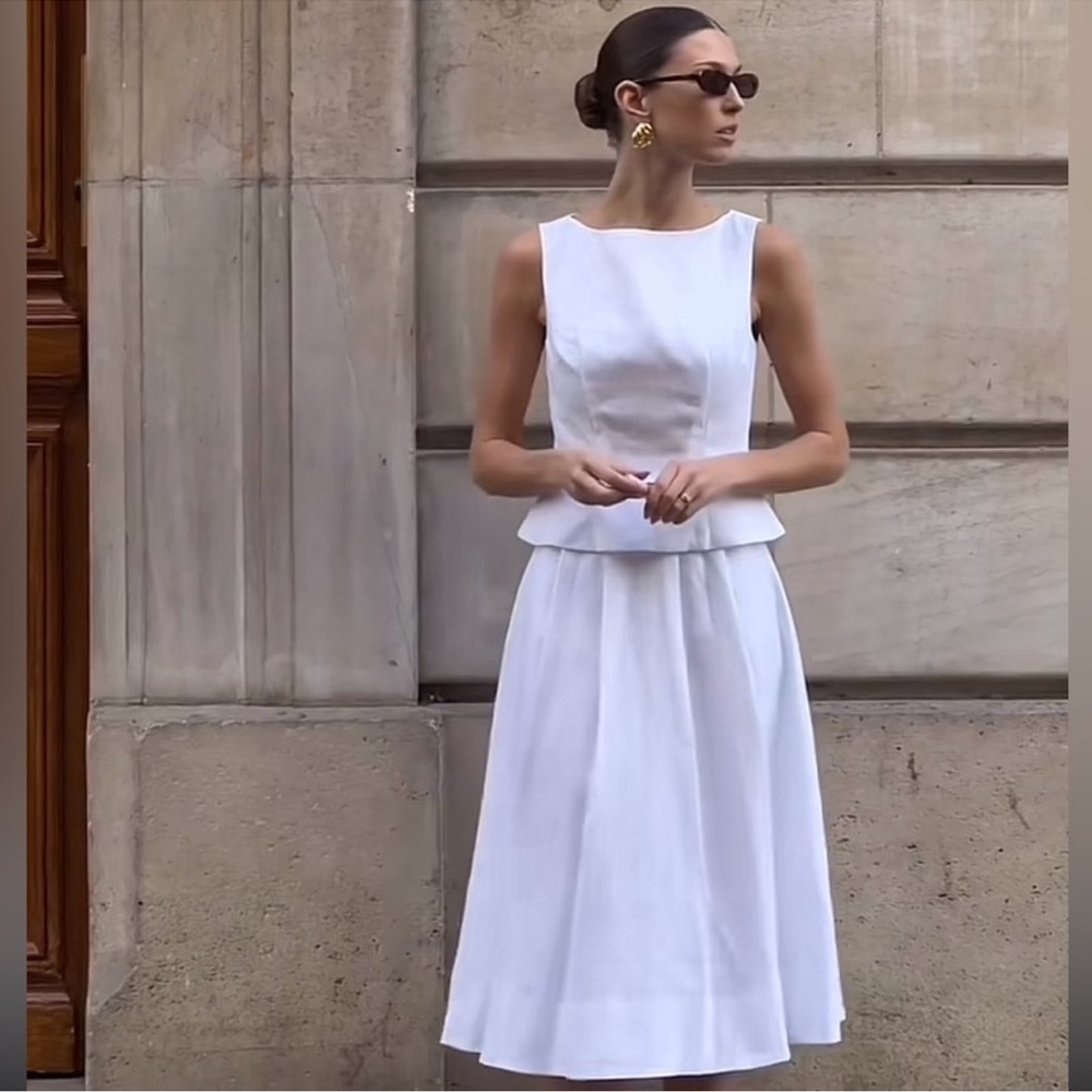 Reformation Moya Linen White Skirt